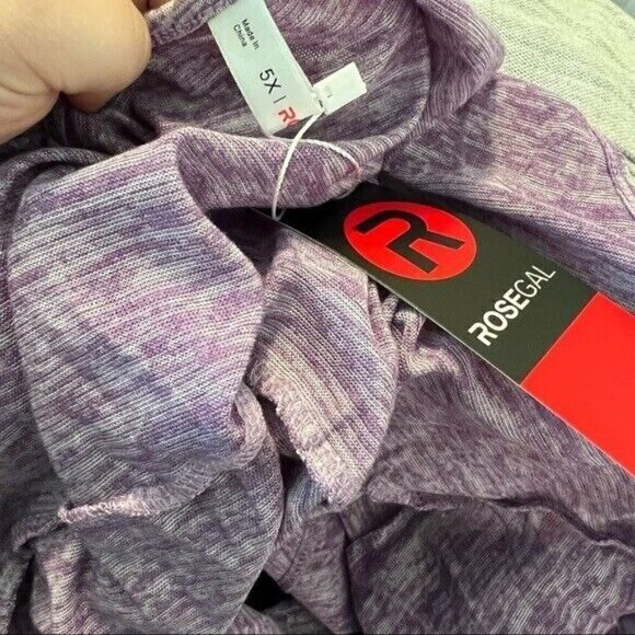 Rose Gal Tank Top Heathered Purple Bow Neck V-Neck Sleeveless - Picture 9 of 10